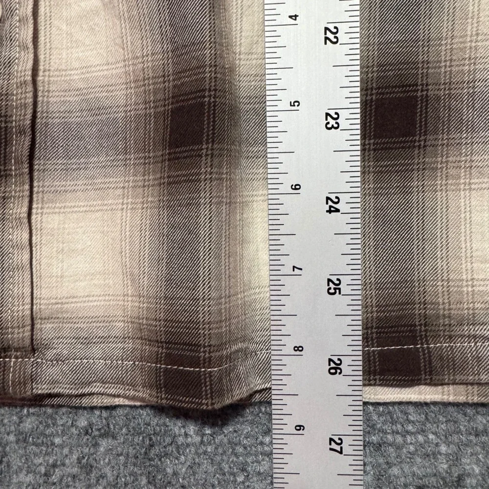 Levis Shirt Mens Boxy Large Plaid‎ Button Shirt Brown Tan Long Sleeve Cream